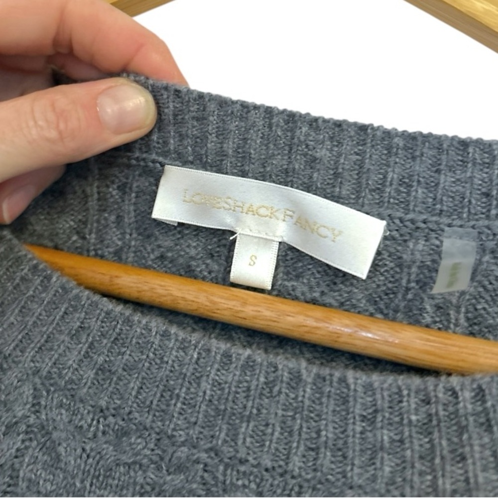 Loveshackfancy Calloway Shadow Gray Crop Knit Cre… - image 8